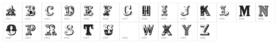 Shambhala Initials Plain Character Map