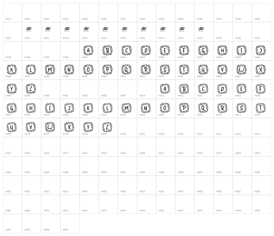 Shanty Christmas Monogram Reg Character Map