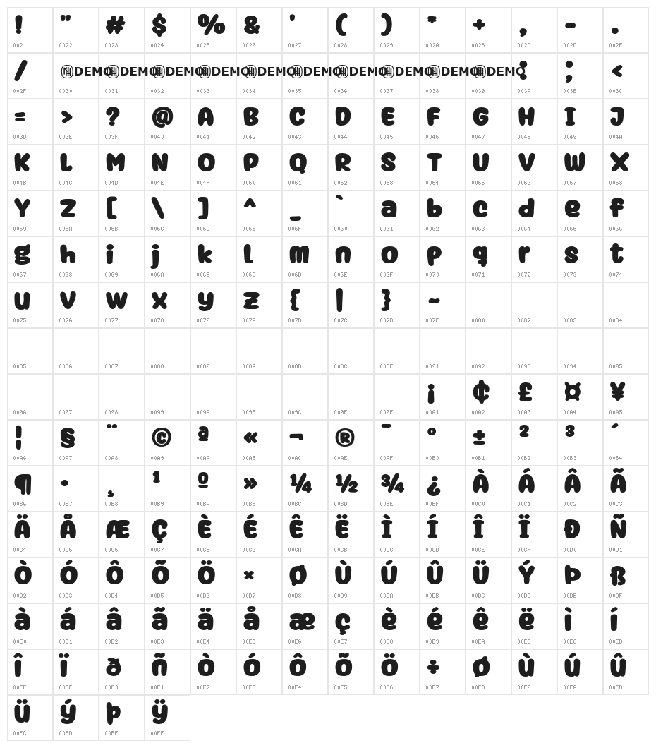Shanty House Regular Character Map