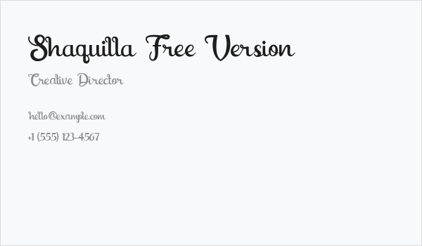 Shaquilla Free Version Business Card