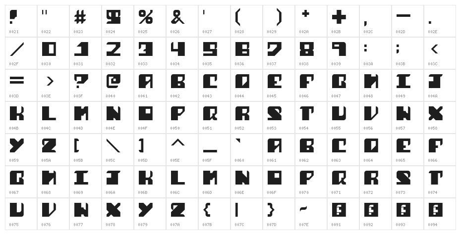 Shark Fins Regular Character Map
