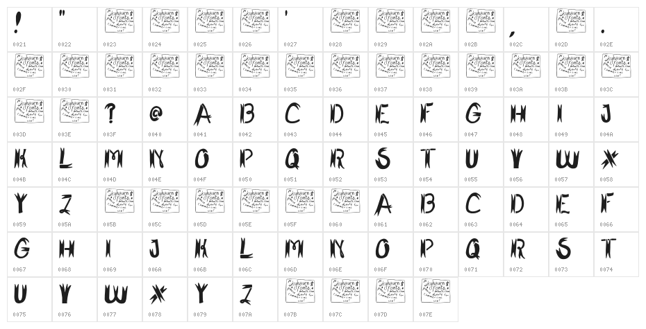 SharkFighter-Regular Character Map
