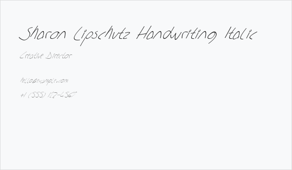 Sharon Lipschutz Handwriting Italic Business Card