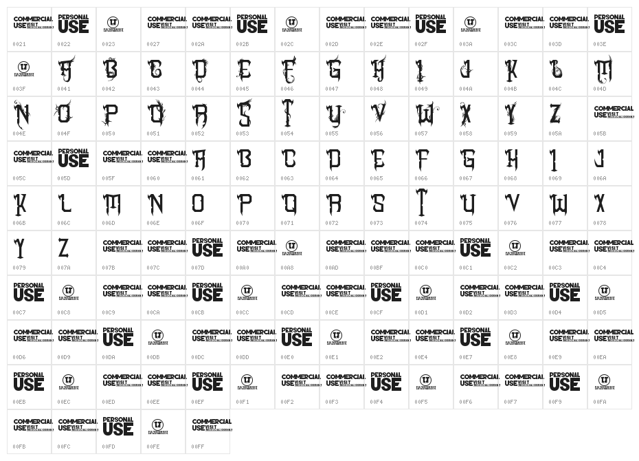 Sharp Heart Character Map