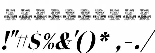 Sharpe PERSONAL Bold Italic Font OTHER CHARS