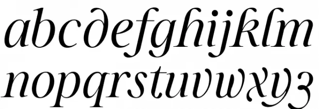 Sharpe PERSONAL Light Italic Schriftart Kleinbuchstaben