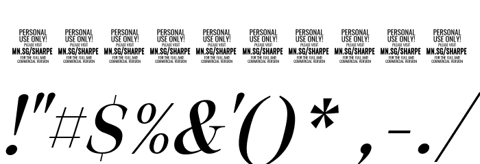 Sharpe PERSONAL Medium Italic Font OTHER CHARS