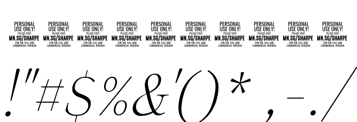 Sharpe PERSONAL Thin Italic Font OTHER CHARS