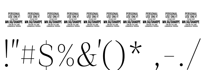 Sharpe PERSONAL Thin Font OTHER CHARS