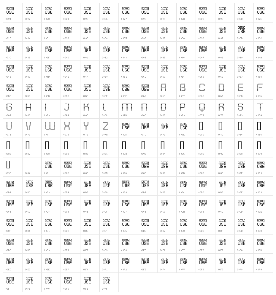 Shatterdome Personal Use Lines Character Map