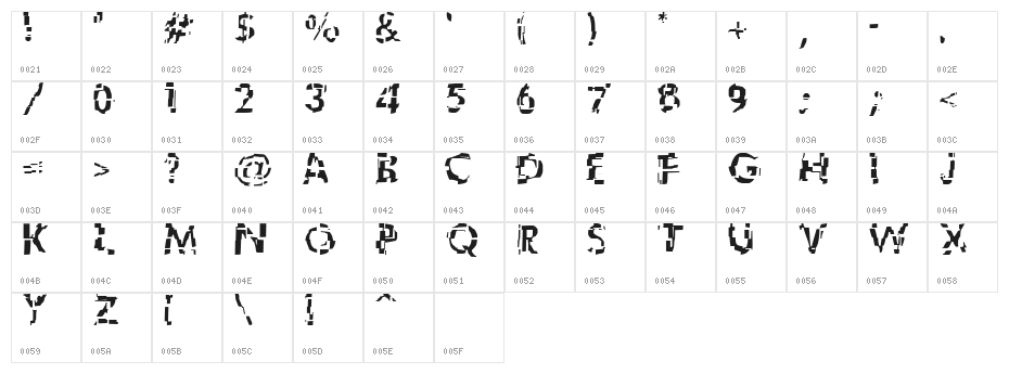 Shattered Character Map