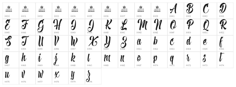 Shave the Whales Personal Use Character Map