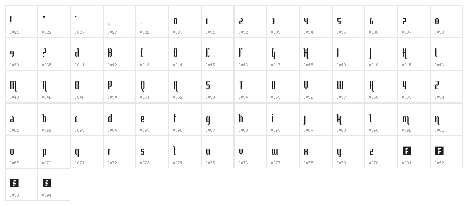 She Curls In The Mist Regular Character Map