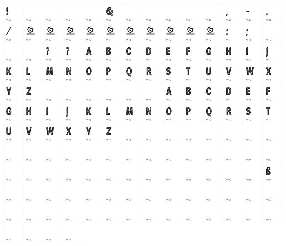 She Rocks Personal Use Character Map