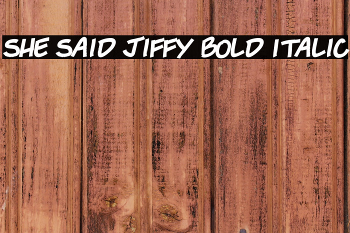 She Said Jiffy Bold Italic Example 1