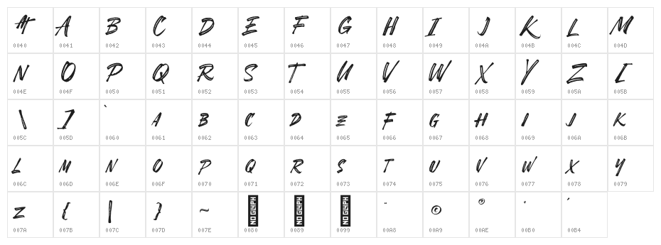 SheTerror Demo Regular Character Map