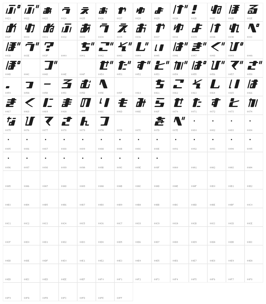 Shear 15_H Character Map