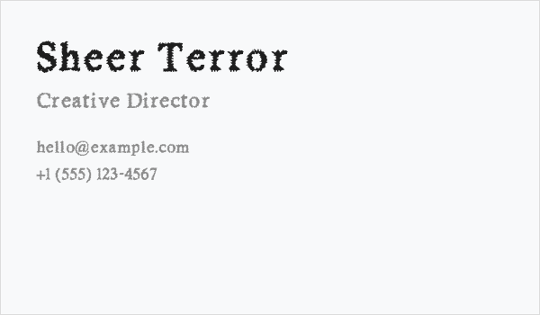 Sheer Terror Business Card