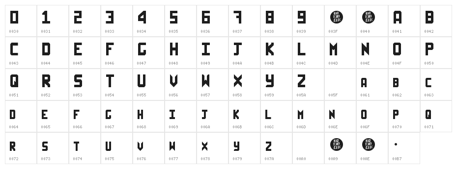 Sheff Bold Character Map