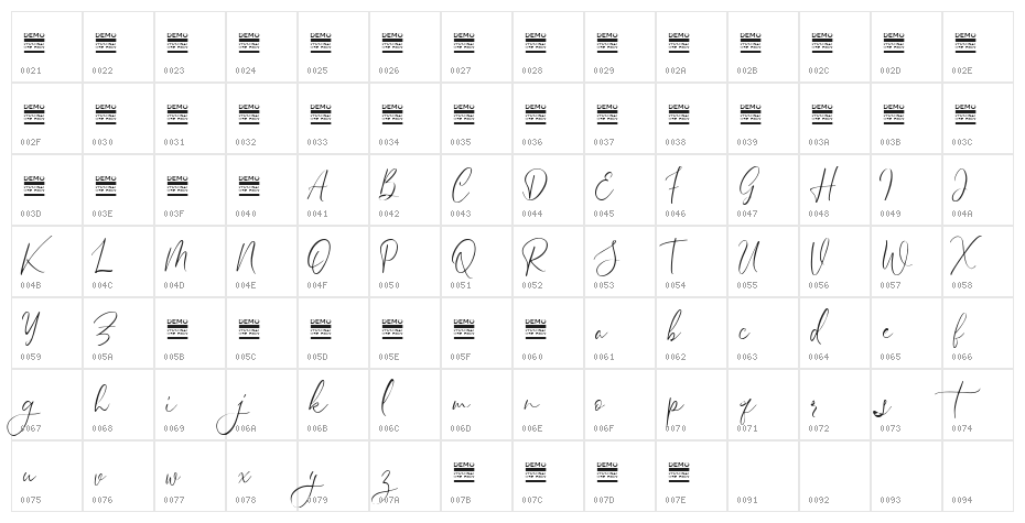 Sheilazain Demo Character Map