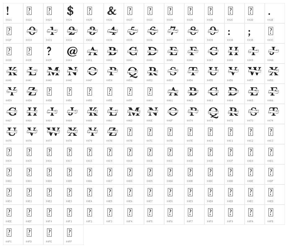 Shelana Monogram Split Character Map