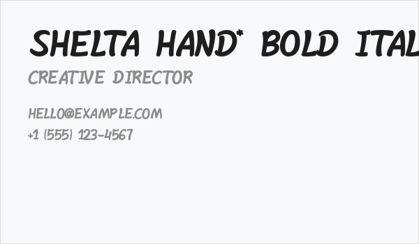 Shelta Hand* Bold Italic Business Card