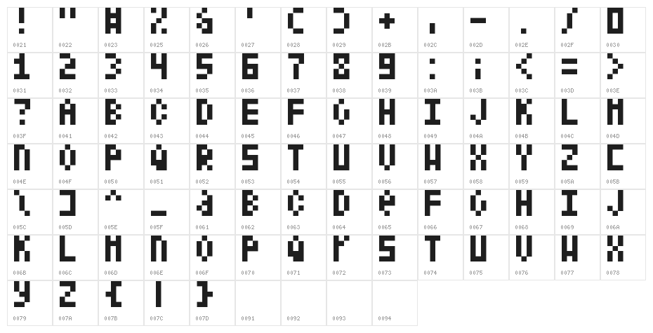 Shelter Code Character Map