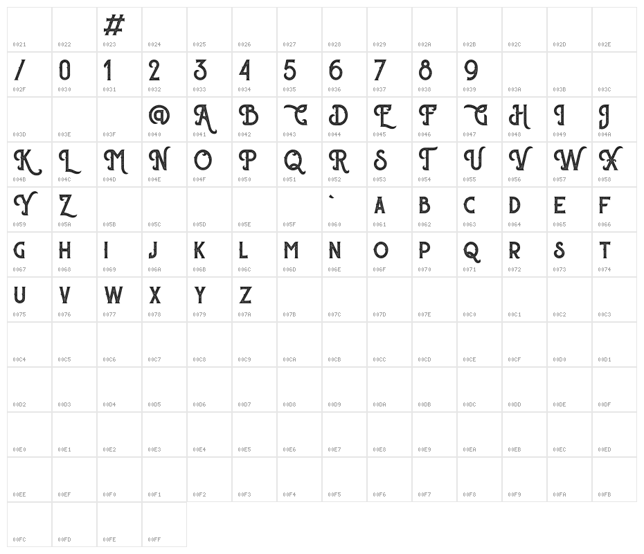 SherlockPressPersonalUse Character Map