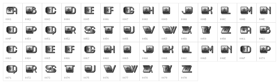 Shiky Regular Character Map