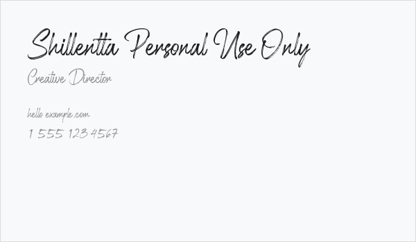Shillentta Personal Use Only Business Card