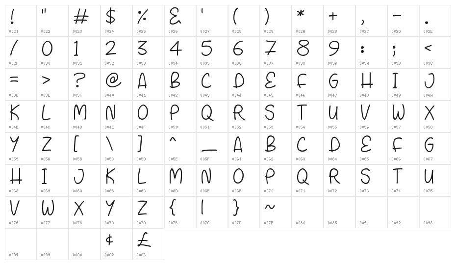 Shine With Me Character Map