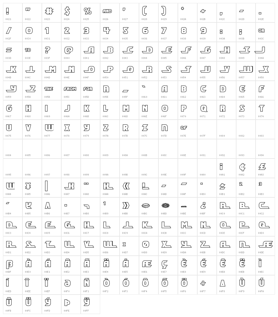 Shining Herald Outline Character Map