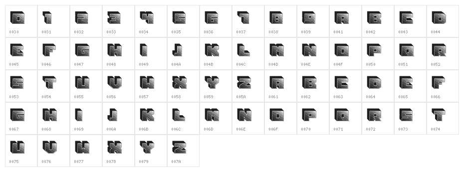 Shiny Blocks Less Gloss Regular Character Map