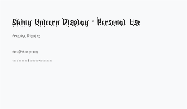 Shiny Unicorn Display - Personal Use Business Card