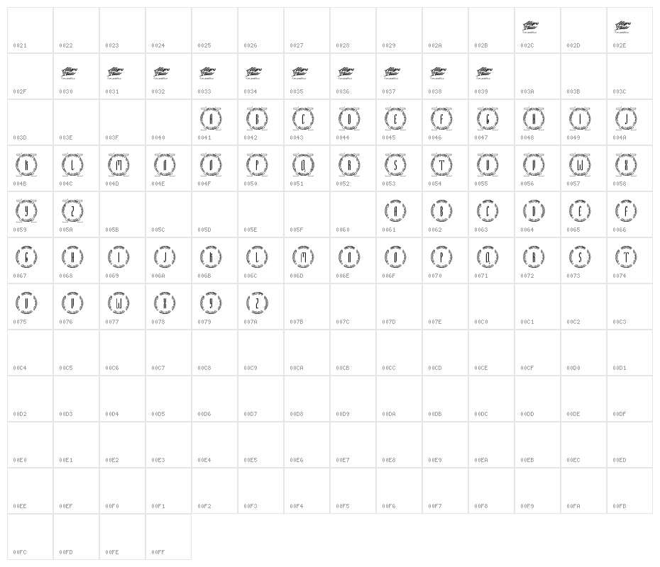 Shion Chinese Monogram Character Map