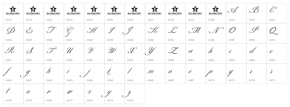 ShitHappens-Cursive Character Map