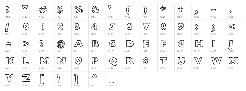 ShlockoBlockoOutline Character Map