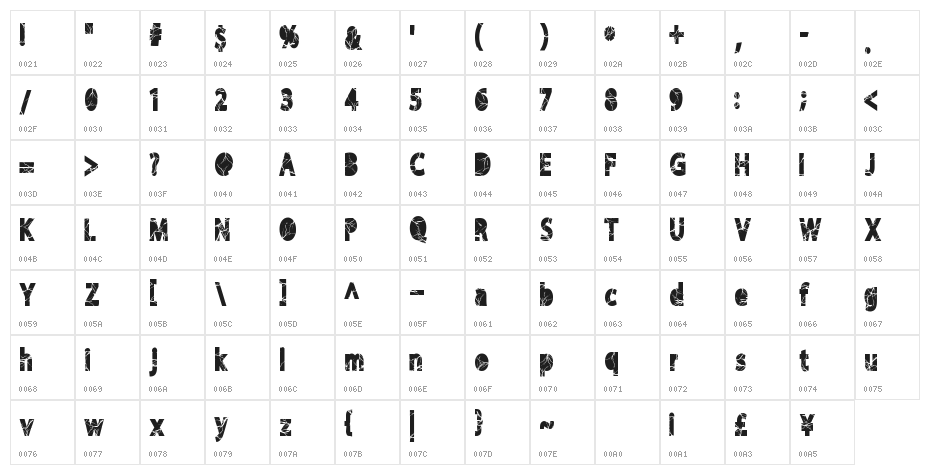 Shockvetica Character Map