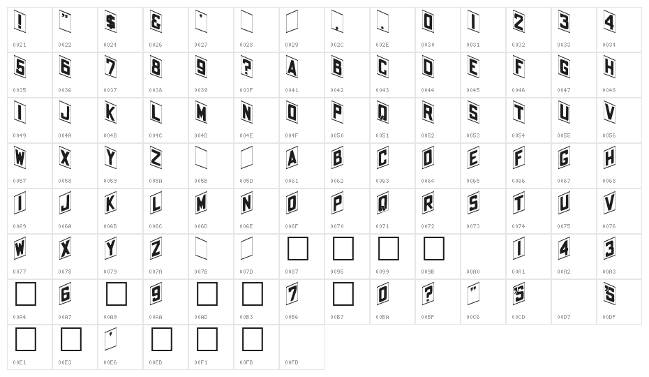 Shohl Plain Character Map