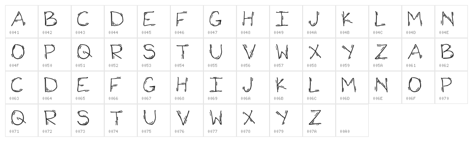 Shook Regular Character Map
