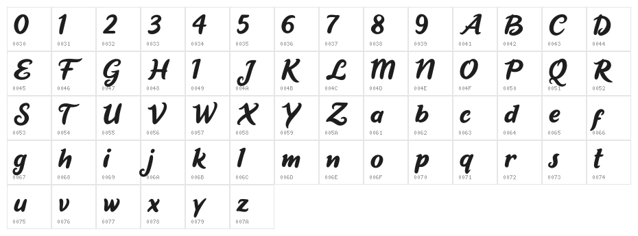 Short Baby Character Map