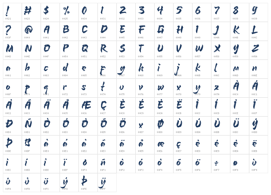 Shotengai Demo Regular Character Map