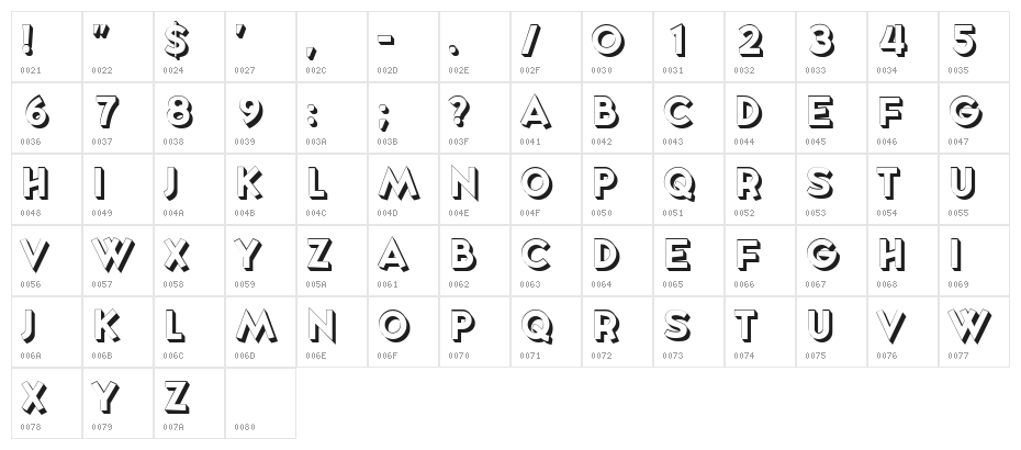 Shotgun Hollow Regular Character Map