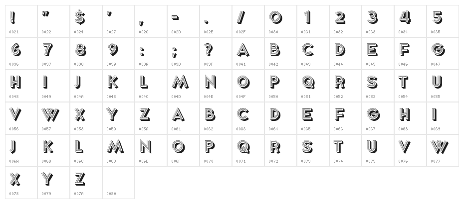 Shotgun Regular Character Map
