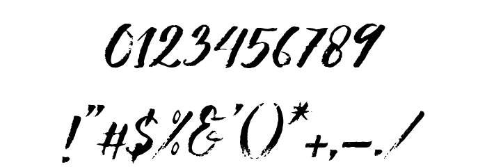 ShowetyBrushSlant Font OTHER CHARS