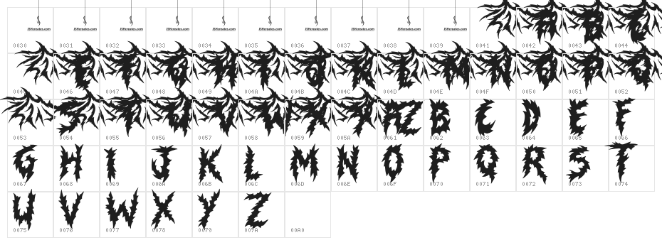 Shudder Character Map