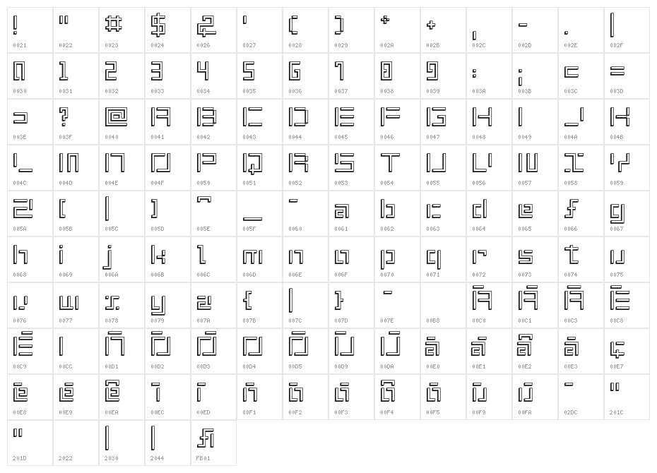 ShuinSans3D Character Map