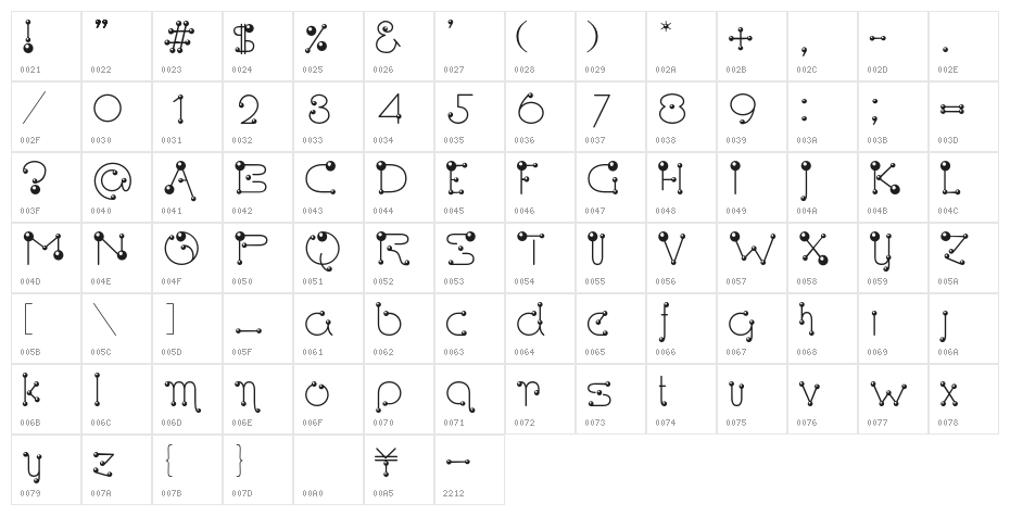 Shuki Regular Character Map