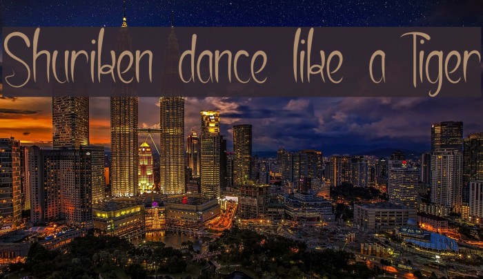 Shuriken dance like a Tiger Font examples