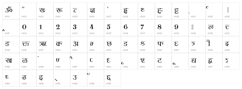 Shusha02 Character Map
